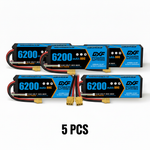 DXF 4S 14.8V 6200mAh 80C Graphene Hardcase LiPo Battery XT90 for 1/8 1/10 RC Buggy Truck Car Drone (1-6 Pack)