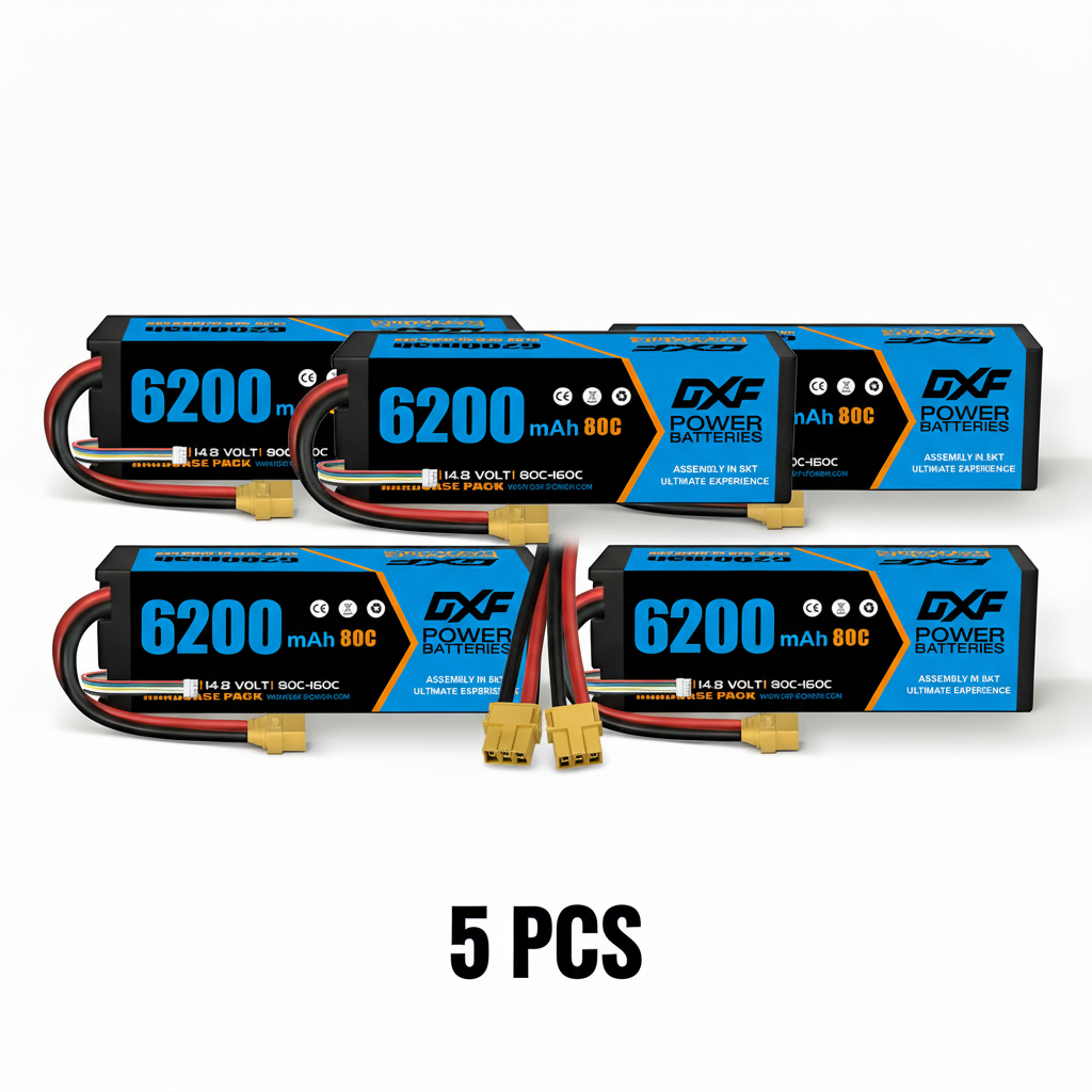 DXF 4S 14.8V 6200mAh 80C Graphene Hardcase LiPo Battery XT90 for 1/8 1/10 RC Buggy Truck Car Drone (1-6 Pack)