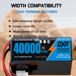 DXF SEMI-SOLID 12S 44.4V 40000mAh 5C Soft Case LiPo Battery with 8AWG Wire for Toy Cars, Boats, UAVs & Drones (1-6 Pack)