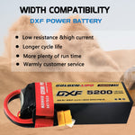 DXF Lipo Battery 6S 22.2V 5200mAh 150C Graphene Softcase with EC5 / T / TRX / XT60 / XT90 / XT150 / Q8s Plug for RC 1/8 1/10 Buggy Truck Car Off-Road Drone