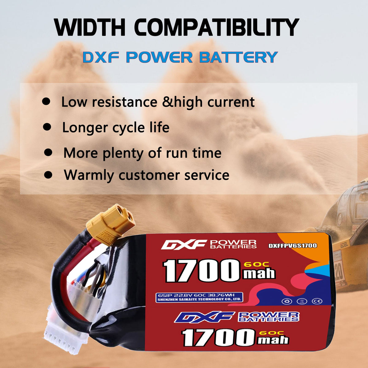 DXF LiPo Battery 3S HV 11.4V 1700mAh 60C with PH2.0 / JST / XT30 / SM / XT60 / EC5 / XT90 for FPV Drone Whoop Micro Racing