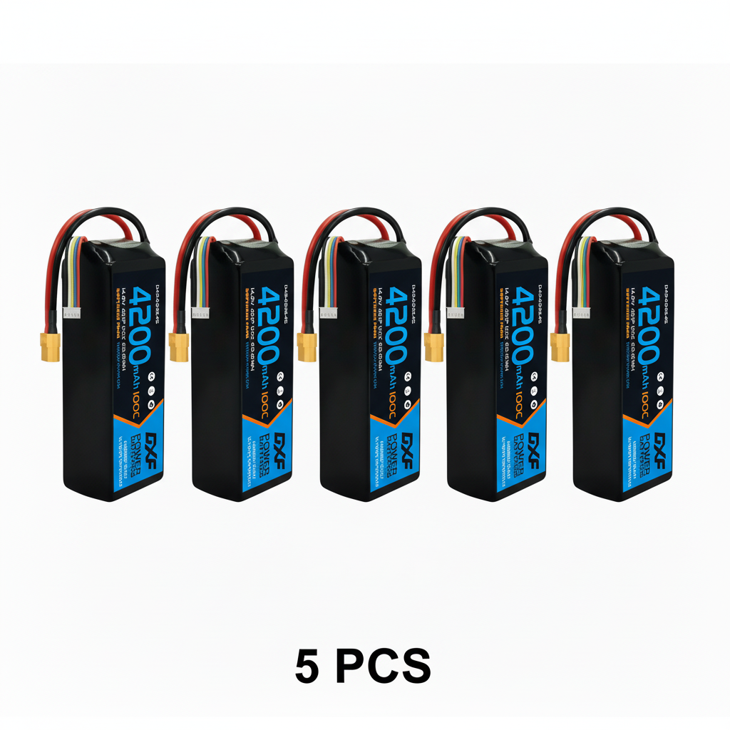 DXF 4S 14.8V 4200mAh 100C Graphene Soft Case LiPo Battery with XT60 Plug for Drones, Airplanes, Boats & RC Cars (2, 4, 6 Pack Available)