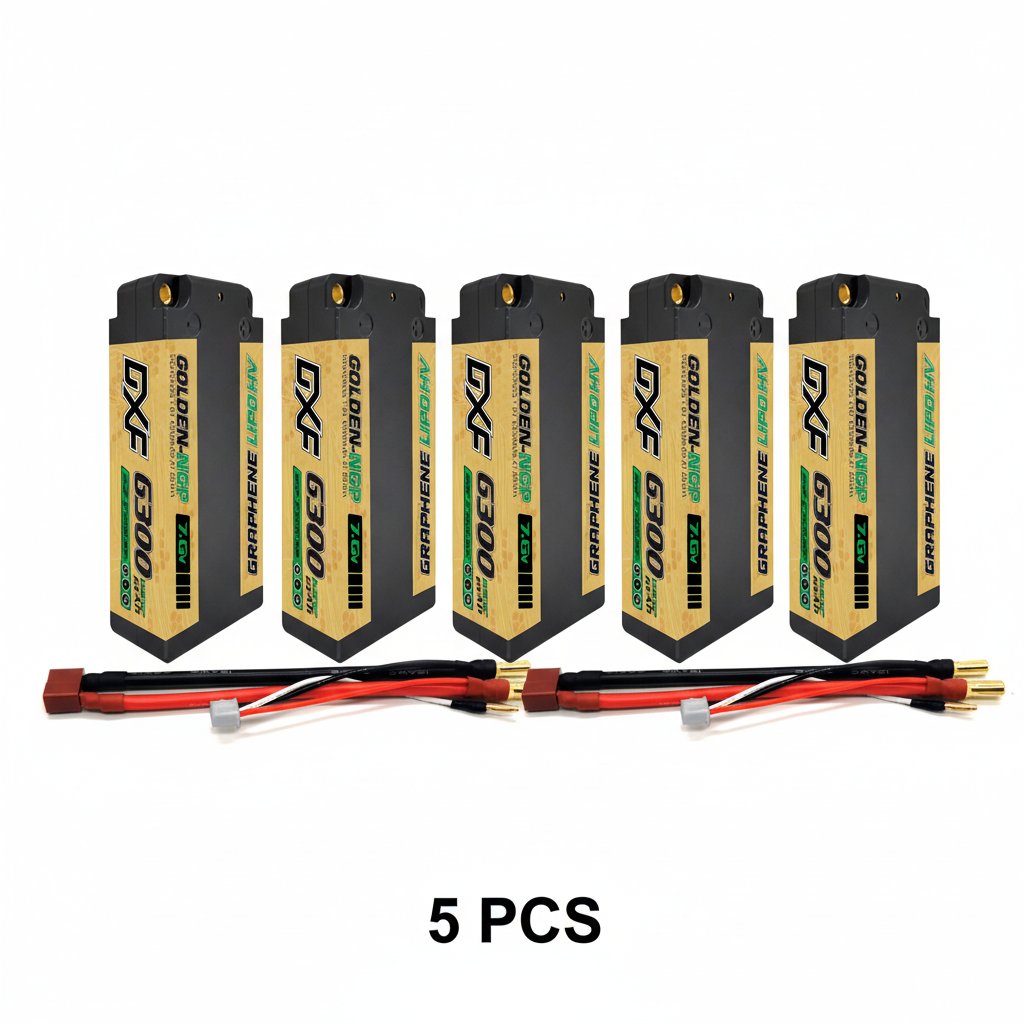 DXF 5mm 2S 6300mAh 7.6V 140C GOLDEN-NGP HardCase LiPo Battery with XT90 Plug for 1:8 Scale RC Car, Multi-Rotor RC Airplane, RC Helicopter, RC Boat