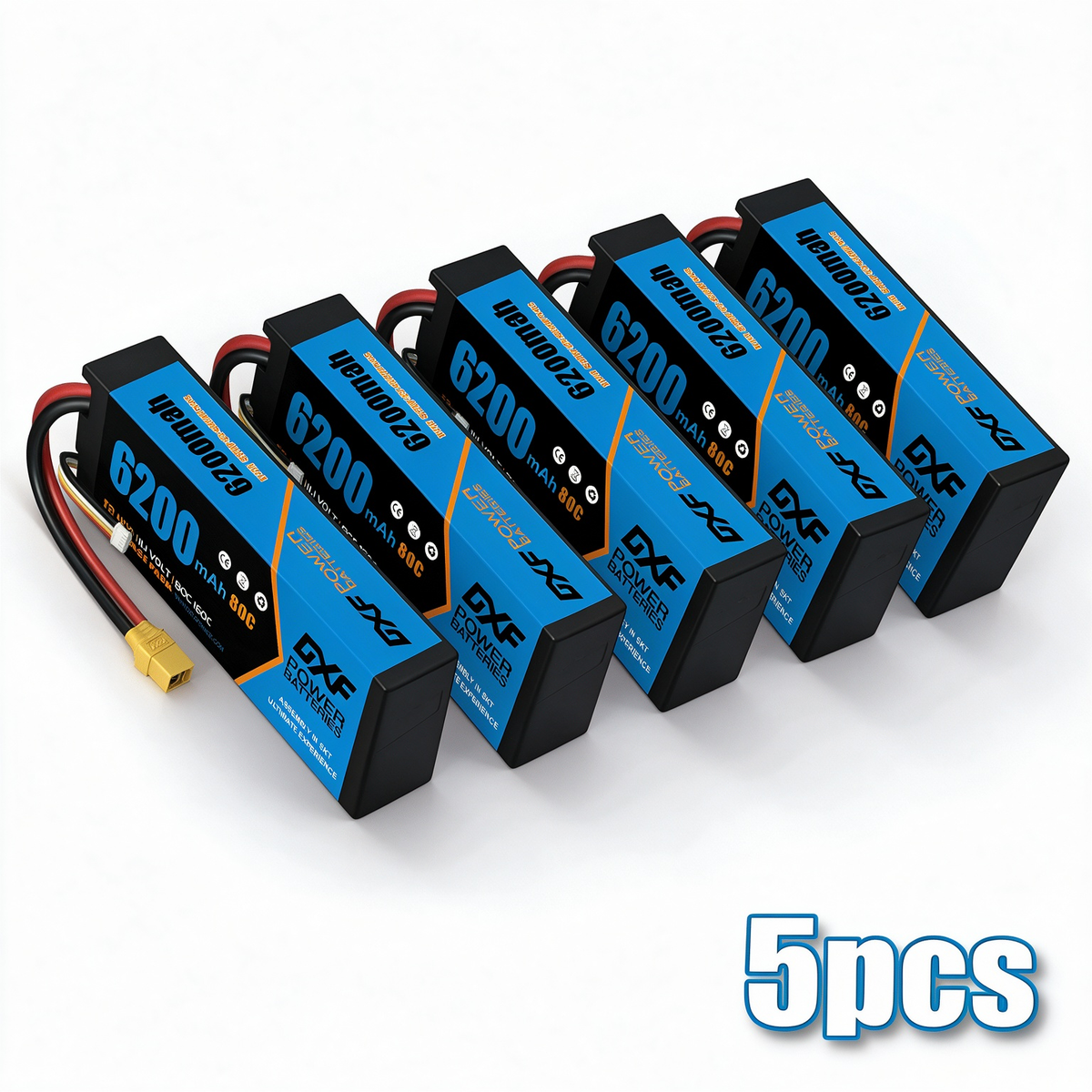 DXF 3S 11.1V 6200mAh 80C Graphene LiPo Hardcase Battery with 10AWG XT90 Plug for 1/8 1/10 RC Car Buggy Truck Boat Drone (1-6 Pack Available)