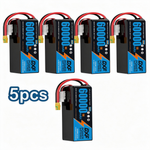 DXF 6S 22.2V 60000mAh 5C Soft Case LiPo Battery with 8AWG Wire for Toy Cars, Boats, UAVs & Drones (1-6 Pack)