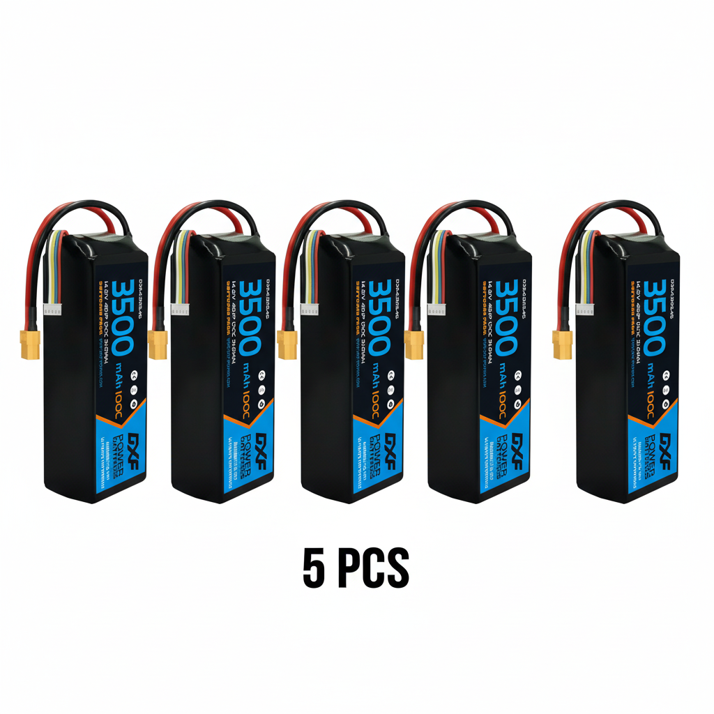 DXF 4S 14.8V 3500mAh 100C Graphene Softcase LiPo Battery with XT60 & 12AWG Wire for RC Cars, Boats & Aircraft Models (1-6 Pack)
