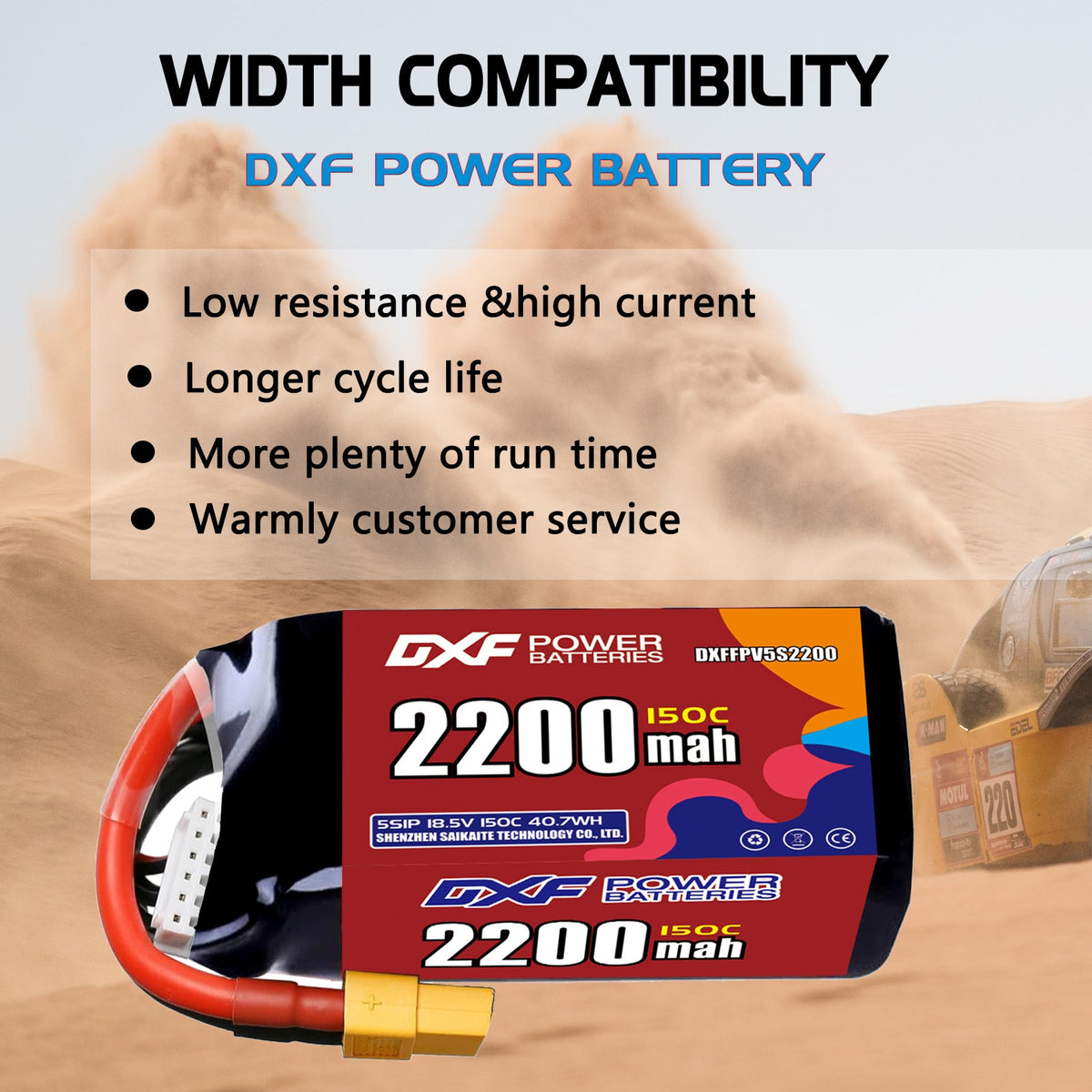 DXF 5S 18.5V 2200mAh 150C LiPo Battery for FPV Micro Drones (PH2.0 / JST / XT30 / SM / XT60 / EC5 / XT90 Options)