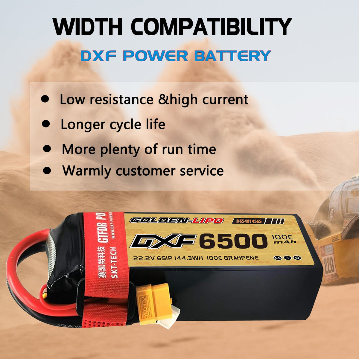DXF Lipo Battery 6S 22.2V 6500mAh 100C Graphene Softcase with EC5 / T / TRX / XT60 / XT90 / XT150 / Q8s Plug for RC 1/8 1/10 Buggy Truck Car Off-Road Drone