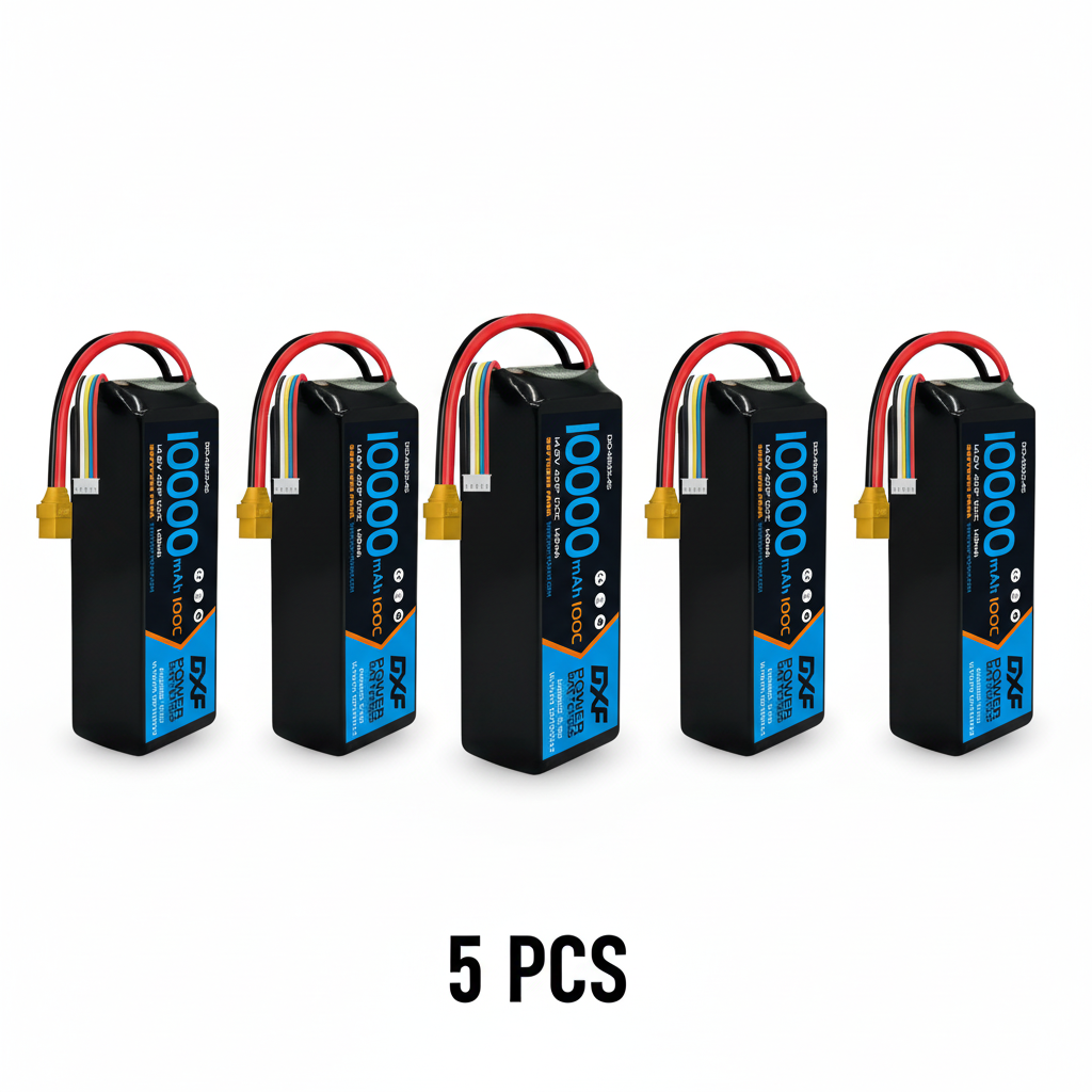 DXF 4S 14.8V 10000mAh 100C Graphene Softcase LiPo Battery with XT90 & 10AWG Wire (1-6 Pack)