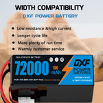 DXF SEMI-SOLID 12S 46.2V 72000mAh 15C Soft Case LiPo Battery with 8AWG Wire for Toy Cars, Boats, UAVs & Drones (1-6 Pack)