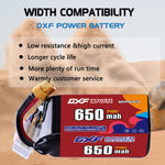 DXF LiPo Battery 6S 22.2V 650mAh 70C with PH2.0 / JST / XT30 / SM / XT60 / EC5 / XT90 for FPV Drone Whoop Micro Racing