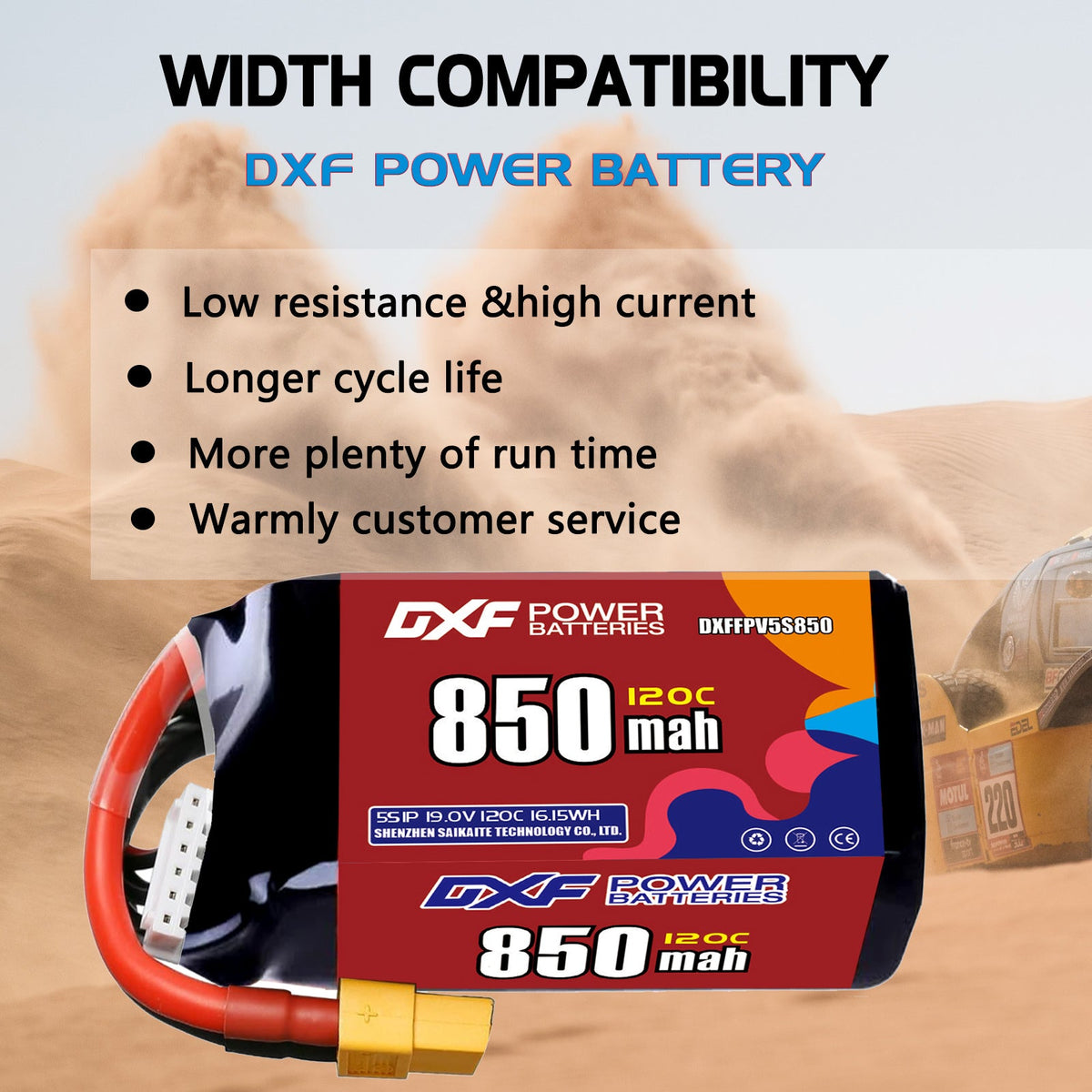 DXF 5S 19.0V 850mAh 120C LiPo Battery for FPV Micro Drones (PH2.0 / JST / XT30 / SM / XT60 / EC5 / XT90 Options)