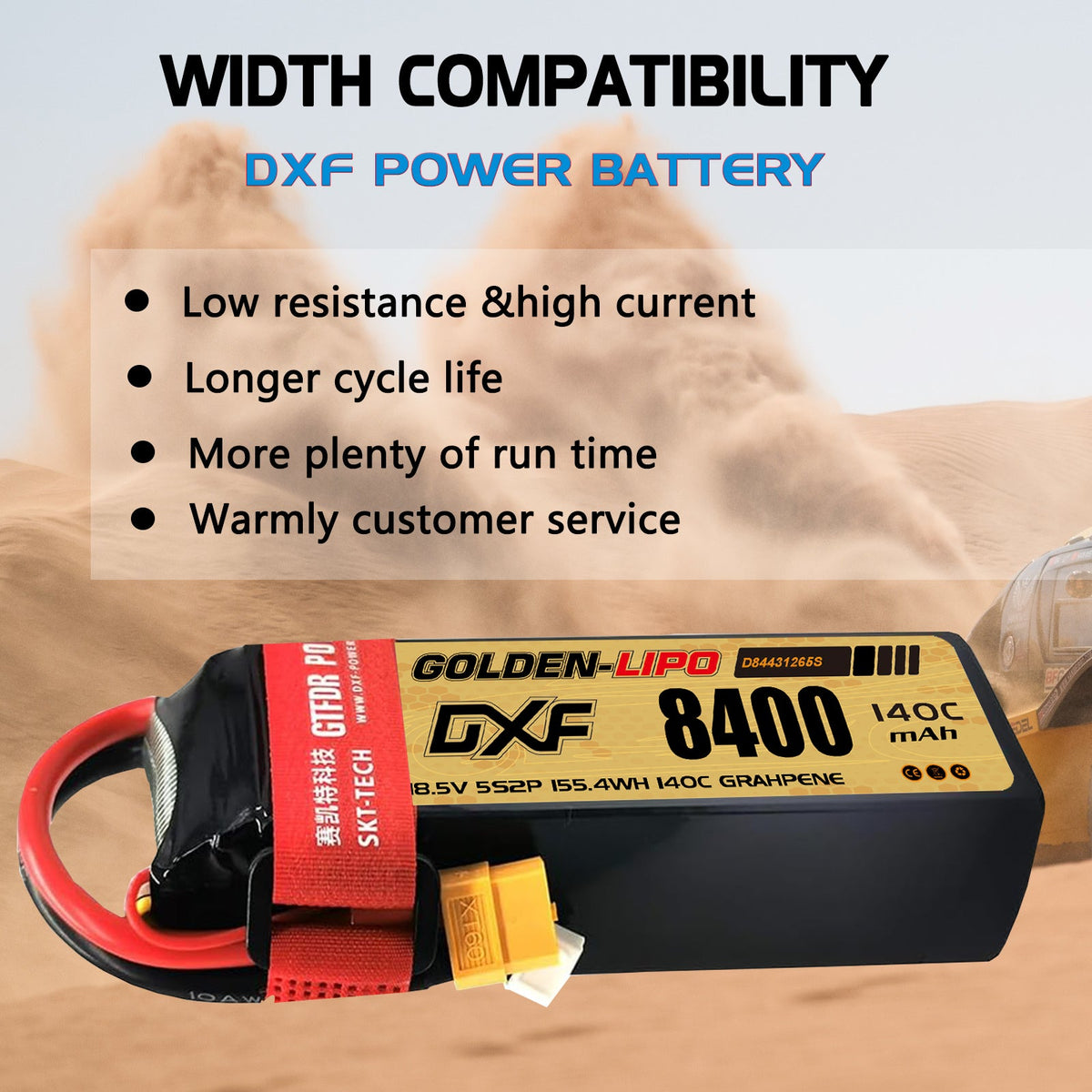 DXF LiPo Battery 5S 18.5V 8400mAh 140C Graphene Softcase with EC5 / T / TRX / XT60 / XT90 / XT150 / Q8s Plug for RC 1/8 1/10 Buggy Truck Car Off-Road Drone