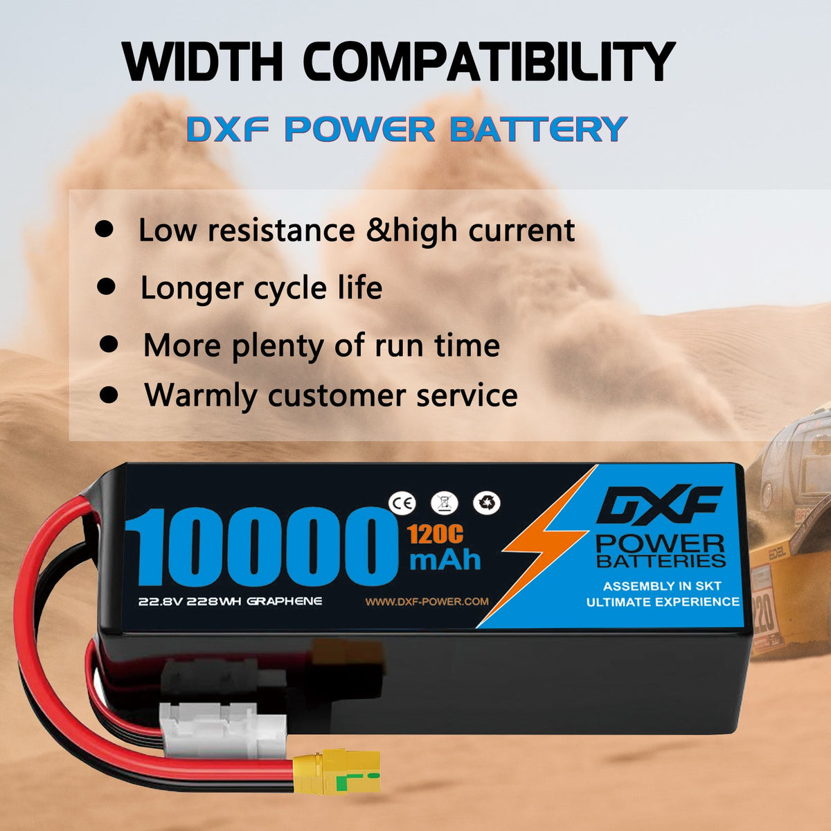 DXF LiPo Battery 6S HV 22.8V 10000mAh 100C Graphene Softcase Blue with EC5 / T / TRX / XT60 / XT90 / XT150 / Q8s Plug for RC 1/8 1/10 Buggy Truck Car Off-Road Drone