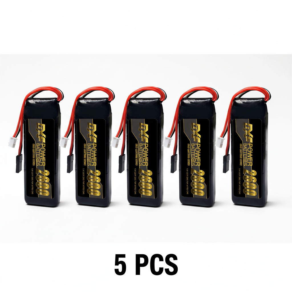 DXF 2S 7.4V 2600mAh 20C LiPo Receiver Battery Hardcase with Futaba Plug for Nitro RC Car Buggy Truggy (Multi-Pack Options)