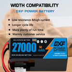 DXF 6S 22.2V 27000mAh 5C Soft Case LiPo Battery with 8AWG Wire for Toy Cars, Boats, UAVs & Drones (1-6 Pack)