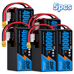 DXF SEMI-SOLID 6S 22.2V 40000mAh 5C Soft Case LiPo Battery with 8AWG Wire for Toy Cars, Boats, UAVs & Drones (1-6 Pack)
