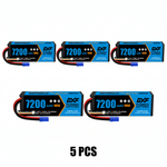 DXF 3S 11.1V 7200mAh 100C Hardcase LiPo Battery with 10AWG EC5 for 1/8 1/10 RC Cars, Trucks, Buggies (1-6 Pack Available)