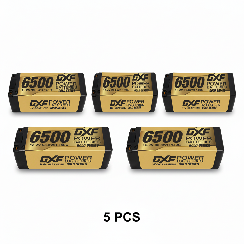 DXF Gold Series 4S HV 15.2V 6500mAh 140C Graphene LCG Hardcase LiPo with 5mm to EC5 & 10AWG Wire (1-6 Pack)