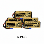 DXF 3S 11.4V 8000mAh 140C Graphene Hardcase LiPo Battery with EC5 Plug for 1/8 1/10 RC Cars, Trucks, Buggies (1-6 Pack Available)