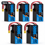 DXF 6S 23.1V 50000mAh 15C Soft Case LiPo Battery with 8AWG Wire for Toy Cars, Boats, UAVs & Drones (1-6 Pack)