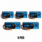 DXF 4S 14.8V 5200mAh 80C Hardcase LiPo Battery with XT90 & 10AWG Wire for RC Cars (1-6 Pack)