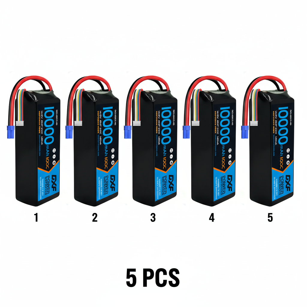 DXF 4S 14.8V 10000mAh 100C Graphene Softcase LiPo Battery with EC5 & 10AWG Wire (1-6 Pack)