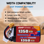 DXF 6S 22.2V 1350mAh 100C LiPo Battery for FPV Micro Drones (PH2.0 / JST / XT30 / SM / XT60 / EC5 / XT90 Options)