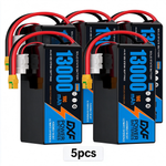 DXF SEMI-SOLID 12S 44.4V 13000mAh 10C Soft Case LiPo Battery with 8AWG Wire for UAVs & Drones (1-6 Pack)
