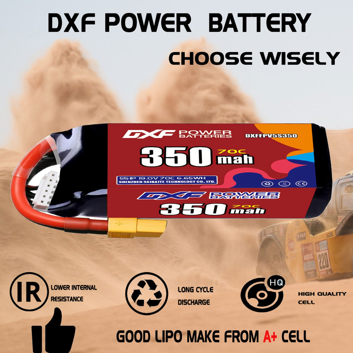 DXF LiPo Battery 5S HV 19.0V 350mAh 70C with PH2.0 / JST / XT30 / SM / XT60 / EC5 / XT90 for FPV Drone Whoop Micro Racing