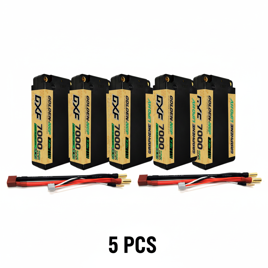 DXF 5mm Shorty 2S 7000mAh 7.6V 140C GOLDEN-NGP PLUS Hardcase LiPo Battery | EFRA Approved
