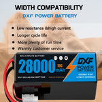 DXF 6S 23.1V 28000mAh 15C Soft Case LiPo Battery with 8AWG Wire for Toy Cars, Boats, UAVs & Drones (1-6 Pack)