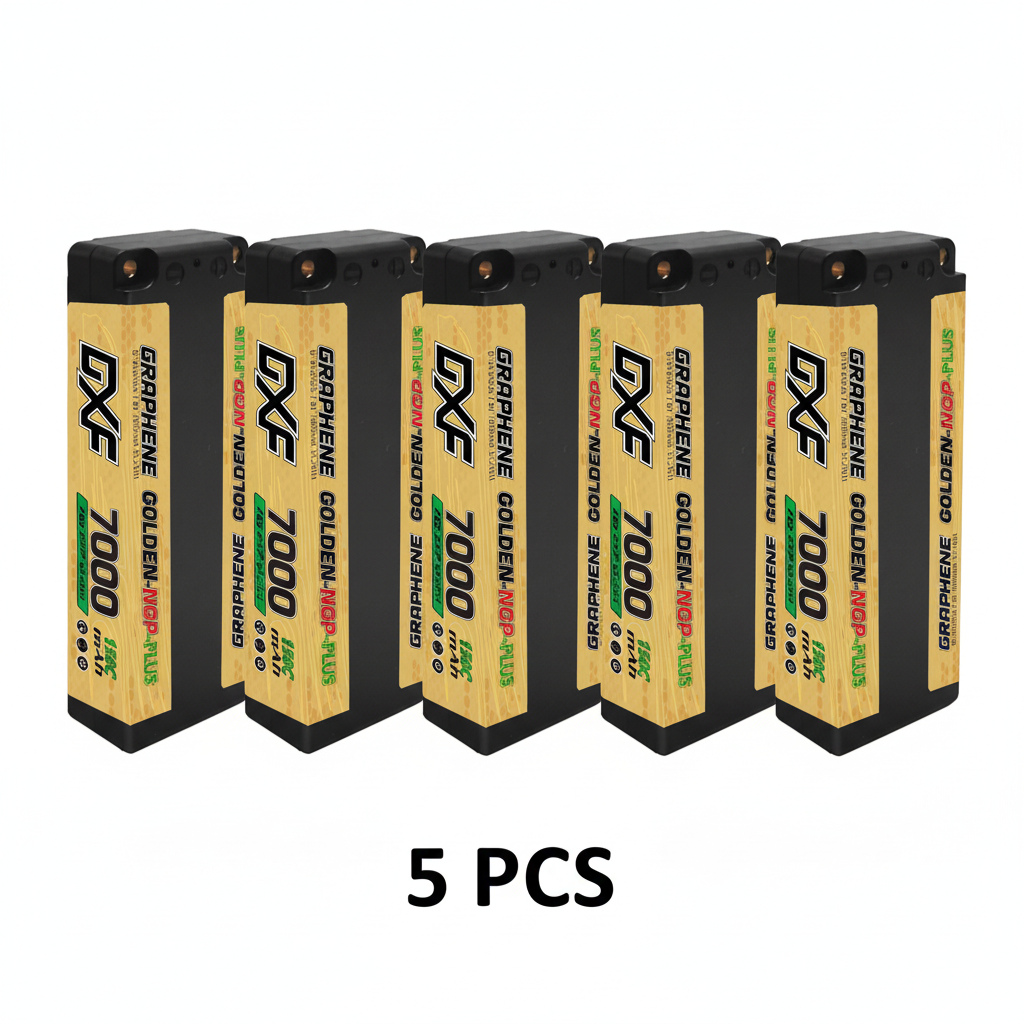 DXF 2S 7.6V 7000mAh 150C NGP PLUS Series HV LiPo Battery LCG Hardcase with 5mm Bullet to Deans Plug for 1/8 1/10 RC Racing Cars, Drones & Boats (1-6 Pack Available)