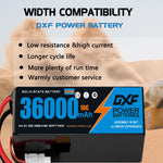DXF SEMI-SOLID 12S 44.4V 36000mAh 10C Soft Case LiPo Battery with 8AWG Wire for Toy Cars, Boats, UAVs & Drones (1-6 Pack)