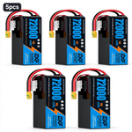 DXF SEMI-SOLID 12S 46.2V 72000mAh 15C Soft Case LiPo Battery with 8AWG Wire for Toy Cars, Boats, UAVs & Drones (1-6 Pack)