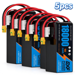 DXF 6S 23.1V 18000mAh 15C Soft Case LiPo Battery with 8AWG Wire for Toy Cars, Boats, UAVs & Drones (1-6 Pack)