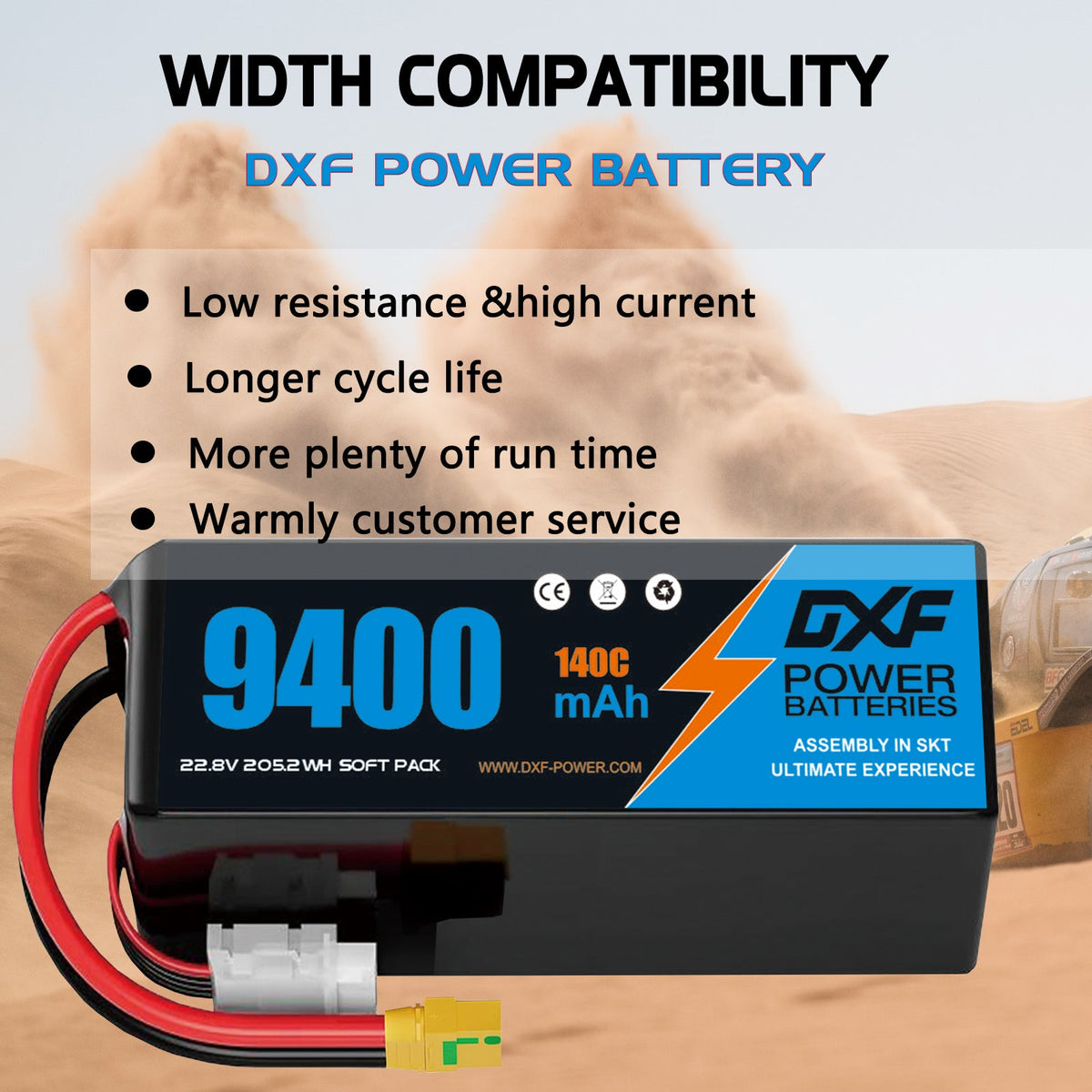 DXF LiPo Battery 6S HV 22.8V 9400mAh 140C Graphene Softcase Gold with EC5 / T / TRX / XT60 / XT90 / XT150 / Q8s Plug for RC 1/8 1/10 Buggy Truck Car Off-Road Drone