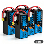 DXF SEMI-SOLID 14S 51.8V 25000mAh 5C Soft Case LiPo Battery with 8AWG Wire for Toy Cars, Boats, UAVs & Drones (1-6 Pack)