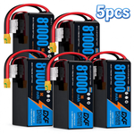 DXF 6S 22.2V 81000mAh 5C Soft Case LiPo Battery with 8AWG Wire for Toy Cars, Boats, UAVs & Drones (1-6 Pack)