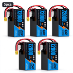 DXF 6S 23.1V 72000mAh 15C Soft Case LiPo Battery with 8AWG Wire for Toy Cars, Boats, UAVs & Drones (1-6 Pack)