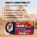 DXF 6S 22.2V 1550mAh 100C LiPo Battery for FPV Micro Drones (PH2.0 / JST / XT30 / SM / XT60 / EC5 / XT90 Options)
