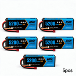 DXF BLUE Series 3S 11.1V 5200mAh 80C Hardcase LiPo with Deans/T-Plug & 10AWG Wire for Toy Cars, Boats, Aircraft & FPV Drones (1-6 Pack)