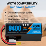 DXF 6S 22.8V 9400mAh 100C Soft Case LiPo Battery with 10AWG Wire for Toy Cars, Boats, UAVs & Drones (1-6 Pack)