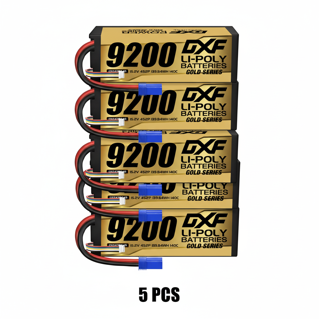DXF GoldSeries 4S HV 15.2V 9200mAh 140C Graphene Hardcase LiPo Battery with XT90 & 10AWG Wire (1-6 Pack)