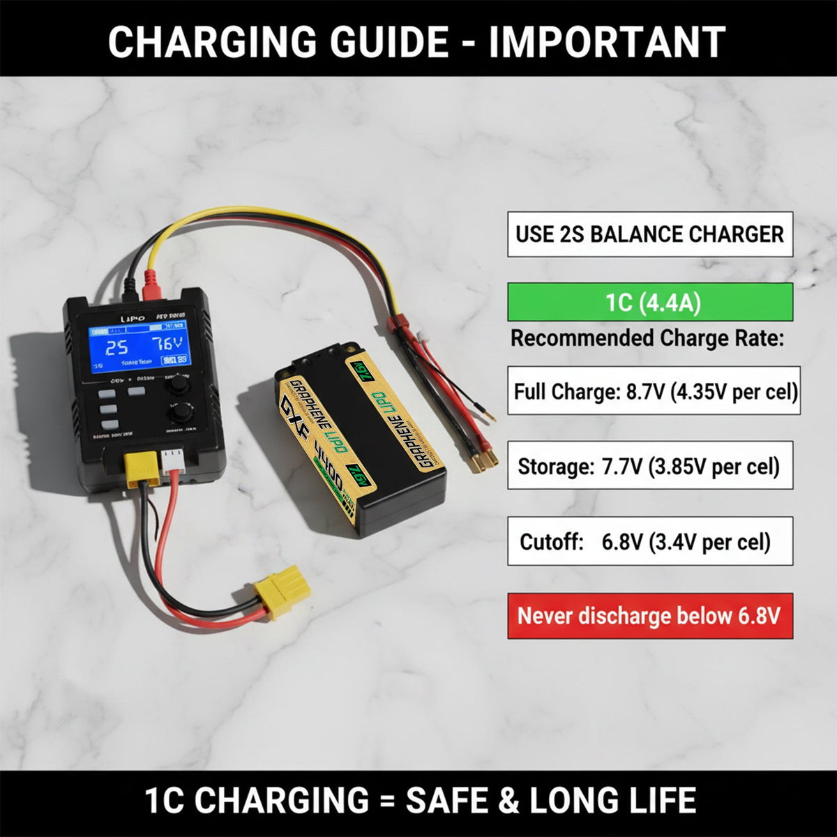DXF LiPo Battery 2S HV 7.6V 4400mAh 140C Graphene Gold NGP Plus Version with 5mm Bullet / EC5 / T / TRX / XT60 / XT90 / XT150 / Q8s Plug for RC 1/10 Touring Car Racing