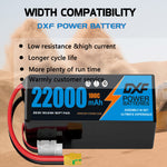 DXF 6S 22.8V 22000mAh 100C Soft Case LiPo Battery with 8AWG Wire for Toy Cars, Boats, UAVs & Drones (1-6 Pack)