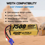 DXF LiPo Battery 3S 11.1V 7500mAh 140C Graphene Hardcase Gold with EC5 / T / TRX / XT60 / XT90 / XT150 / Q8s Plug for RC 1/8 1/10 Buggy Truck Car Off-Road Drone