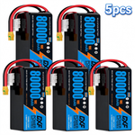 DXF SEMI-SOLID 12S 44.4V 80000mAh 10C Soft Case LiPo Battery with 8AWG Wire for Toy Cars, Boats, UAVs & Drones (1-6 Pack)
