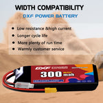 DXF LiPo Battery 3S HV 11.4V 300mAh 80C with PH2.0 / JST / XT30 / SM / XT60 / EC5 / XT90 for FPV Drone Whoop Micro Racing