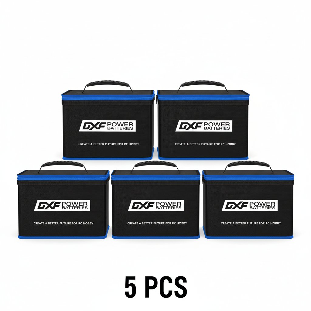 DXF LiPo Battery Fireproof Safety Bag - Charging & Storage Guard with Double Zipper (1-6 Pack Options Available)